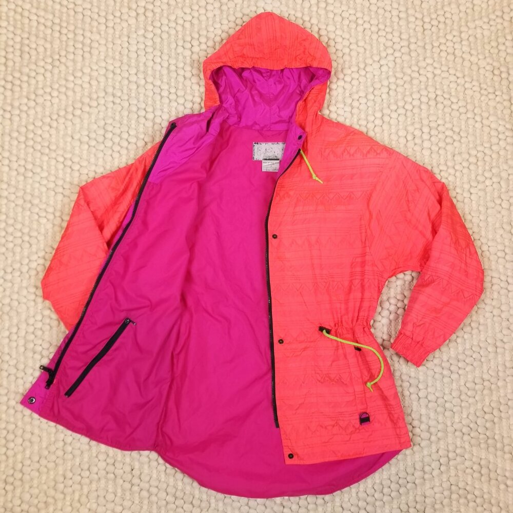 Skyr Vintage 80's Neon Lightweight Windbreaker Ski Jacket Orange Sz 8 - Picture 8 of 11